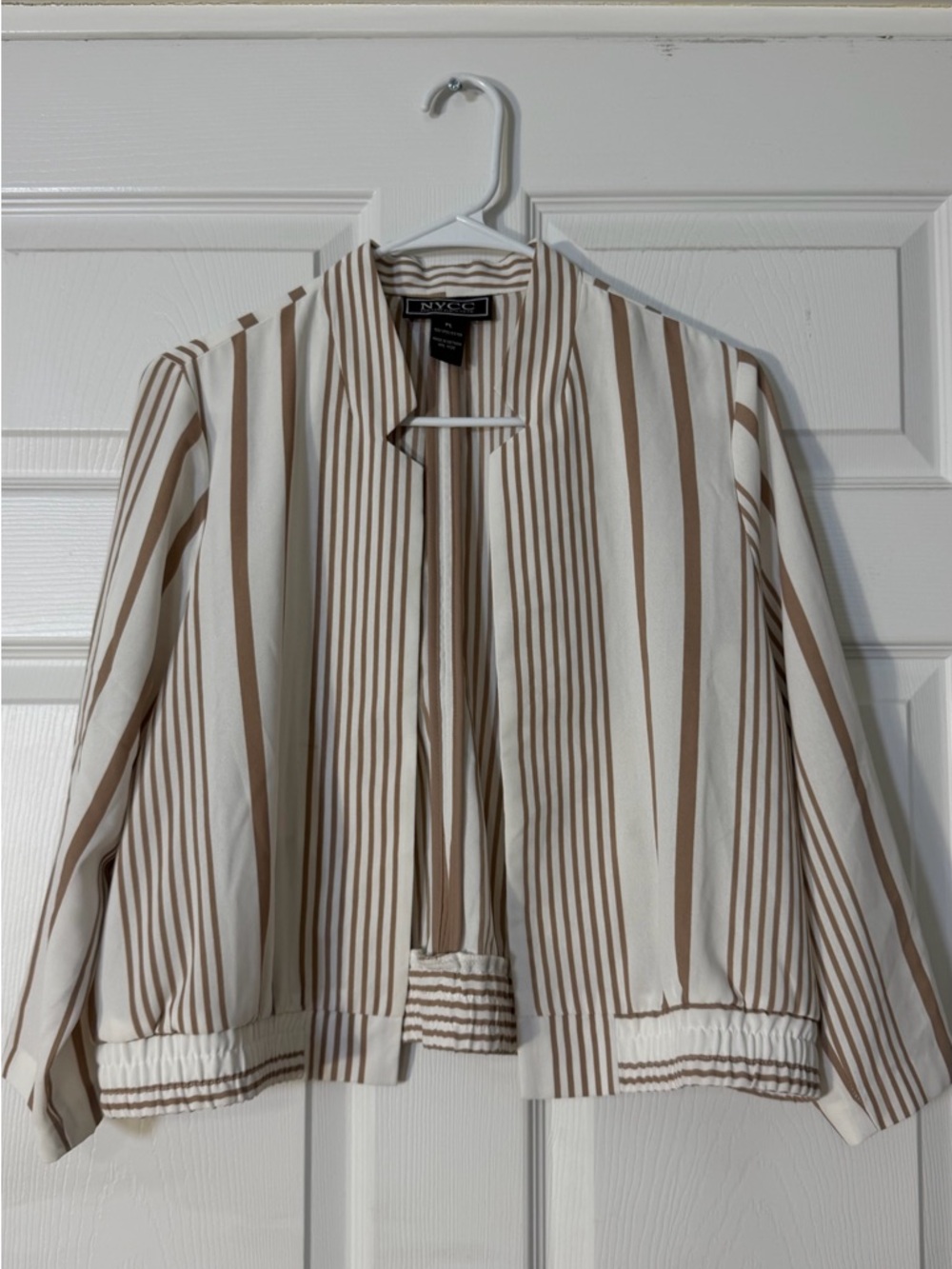 NY&C Cream and Tan Striped Open Jacket